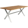 Esstisch Eiche Massivholz mit Edelstahl X-Gestell 200x90x75 cm
