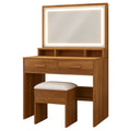 Schminktisch Set Holz mit Spiegel und Beleuchtung