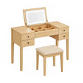 Schminktisch Set mit LED Spiegel und Hocker Kiefernholz Natur