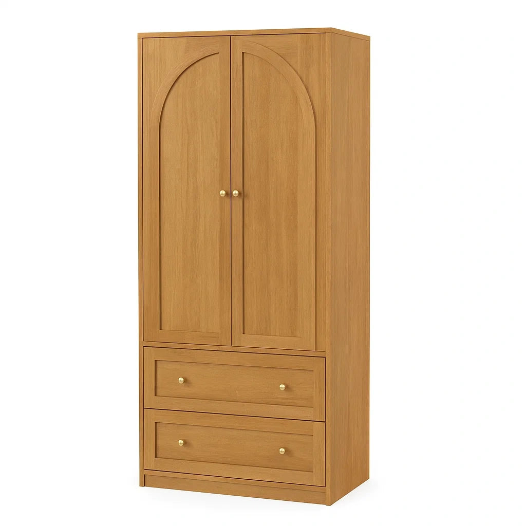 Kleiderschrank aus MDF mit Eichenoberfläche und 2 Schubladen