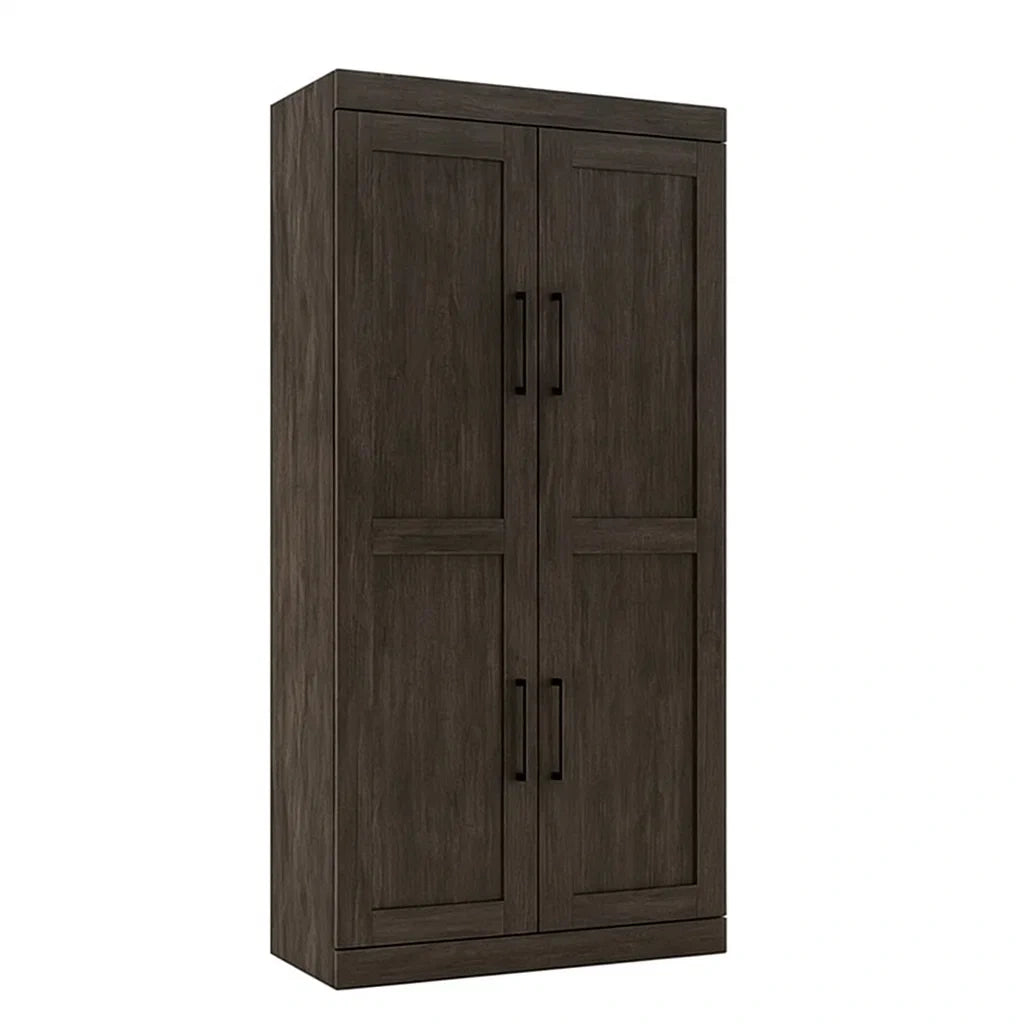 Zweitüriger Kleiderschrank aus Holz in Dunkelbraun