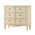 Kommode Eichenholz Beige 6 Schubladen