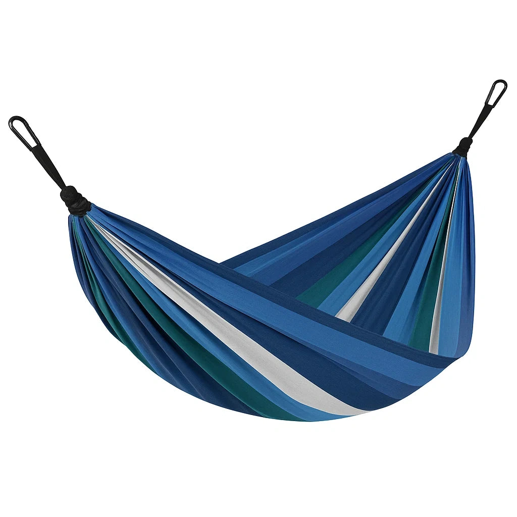 Baumwolle Hängematte mit Streifen Blau/Grün/Weiß 275x140 cm