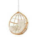 Rattan Hängesessel mit Polyesterkissen und Kette, Beige