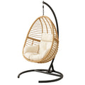 Rattan Hängesessel mit Stahlrahmen, Beige
