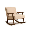 Schaukelstuhl Massivholzrahmen Beige Polyester Stoff