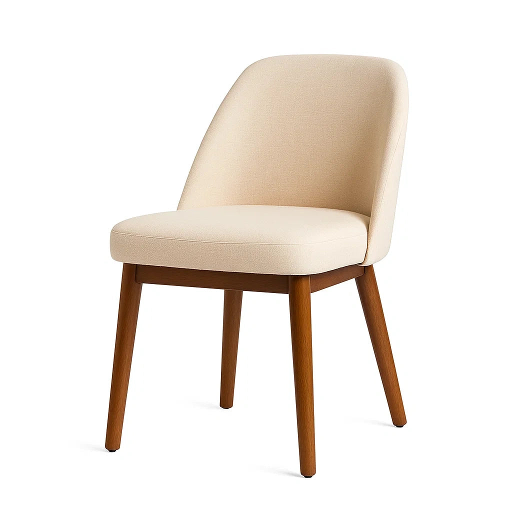Polsterstuhl Beige mit Massivholzbeinen