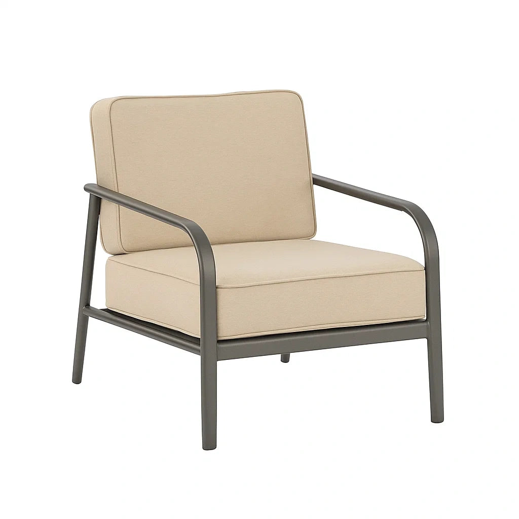 Outdoor Sessel Aluminium Textil Beige Grau 75x80x85 cm