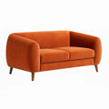 Samt-Zweisitzer-Sofa mit Holzbeinen, Orange