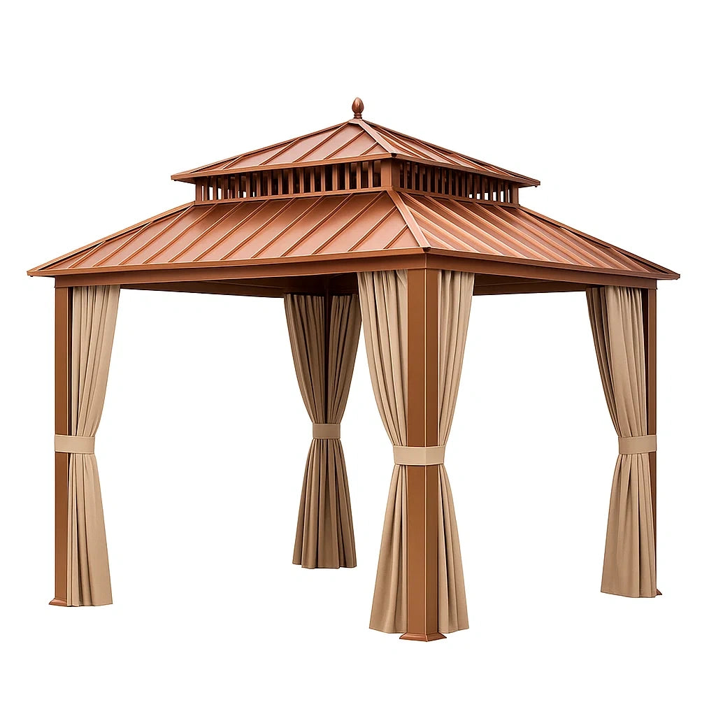 Metall Pavillon Kupfer mit Polyester Vorhängen 300x400x280 cm