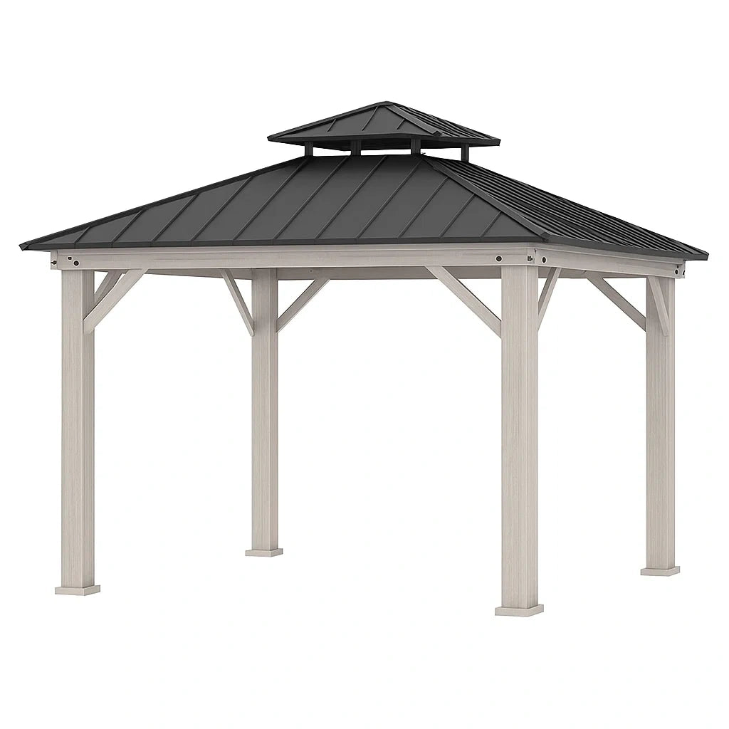 Gartenpavillon Holzrahmen mit Stahldach 300x300x260 cm
