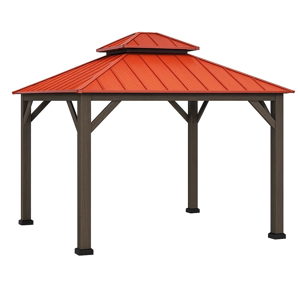 Gartenpavillon Stahlrahmen Aluminiumdach Rot 3x3m