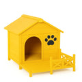 Hundehütte Holz Gelb mit Terrasse