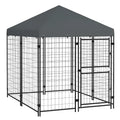 Stahl Hundezwinger mit Dach Schwarz 200x200x180 cm