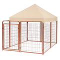 Metall Hundezwinger mit Polyesterdach Beige 130x130x125 cm
