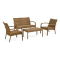 4-teiliges Gartenmöbel-Set aus Rattan Braun